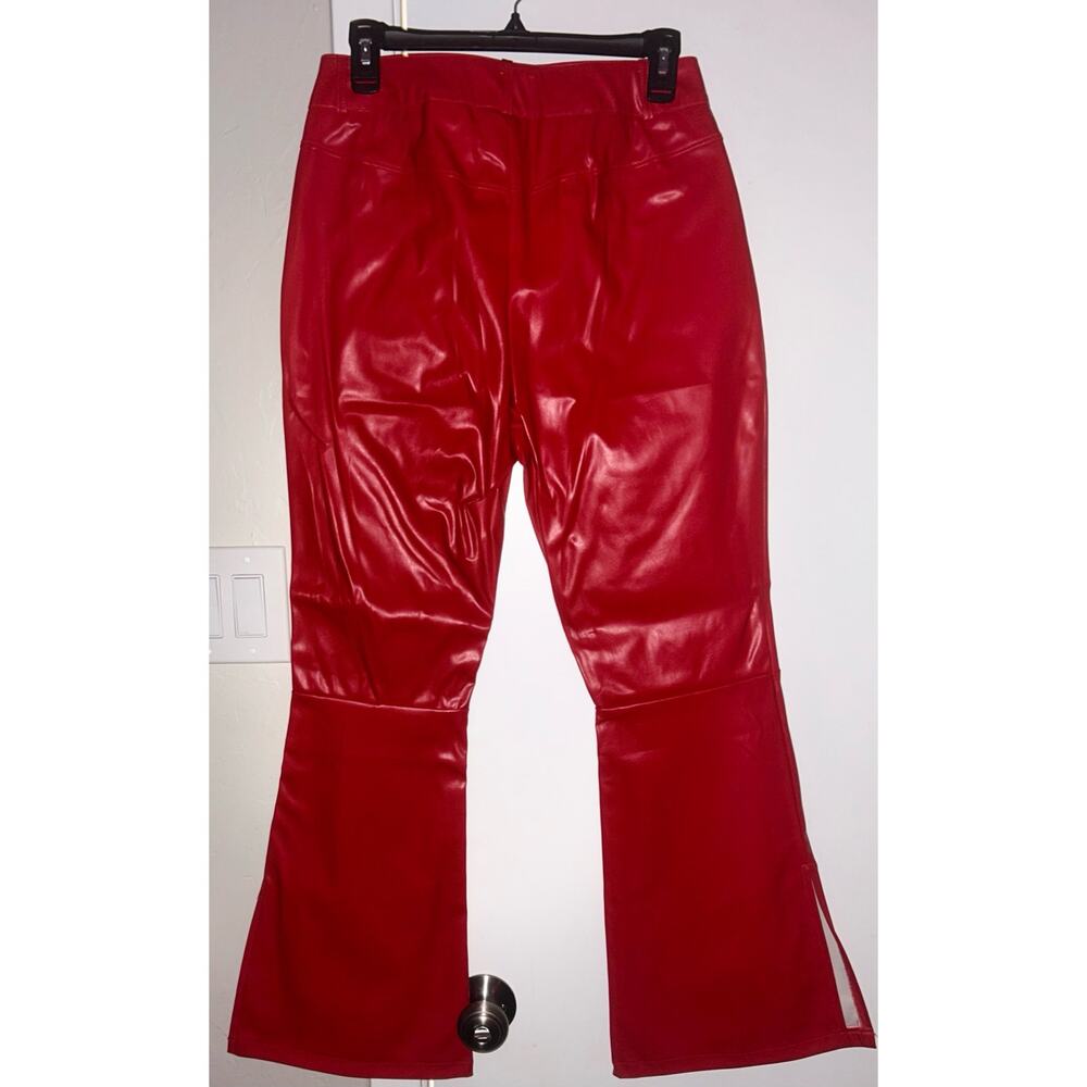 NWT Red Vegan Leather Boot Cut Pants
